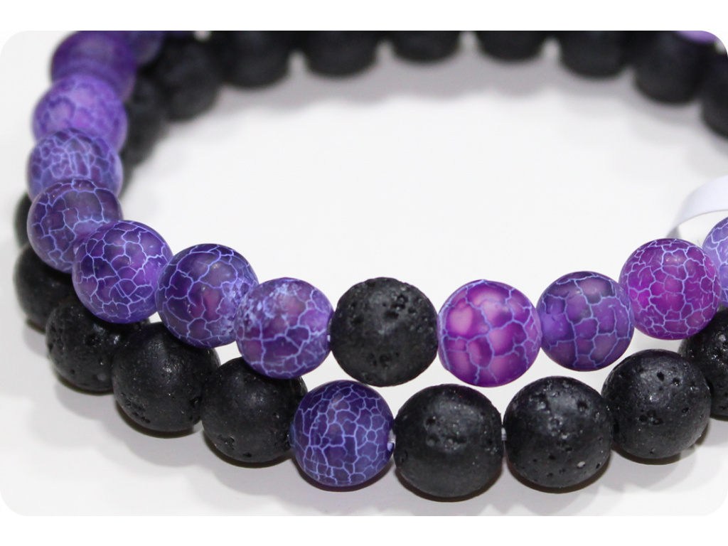 Korálkové párové náramky z minerálů LANA Purple/Lava