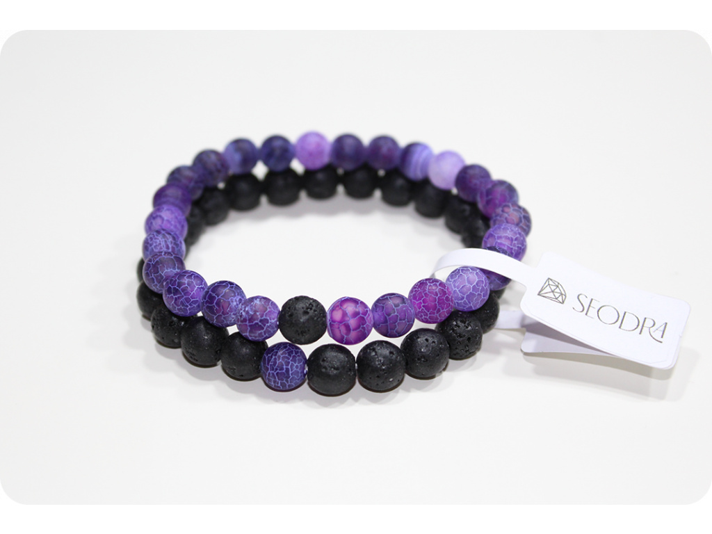 Korálkové párové náramky z minerálů LANA Purple/Lava