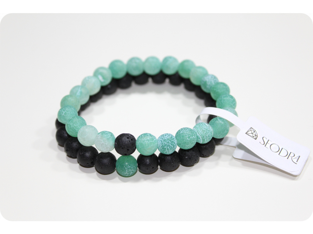 Minerálové barevné náramky pro páry LANA Light Green/Lava