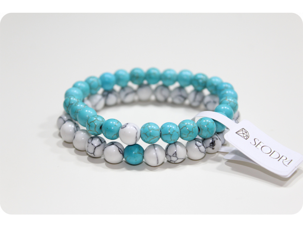 Minerálové náramky pro páry LANA Turquoise/White