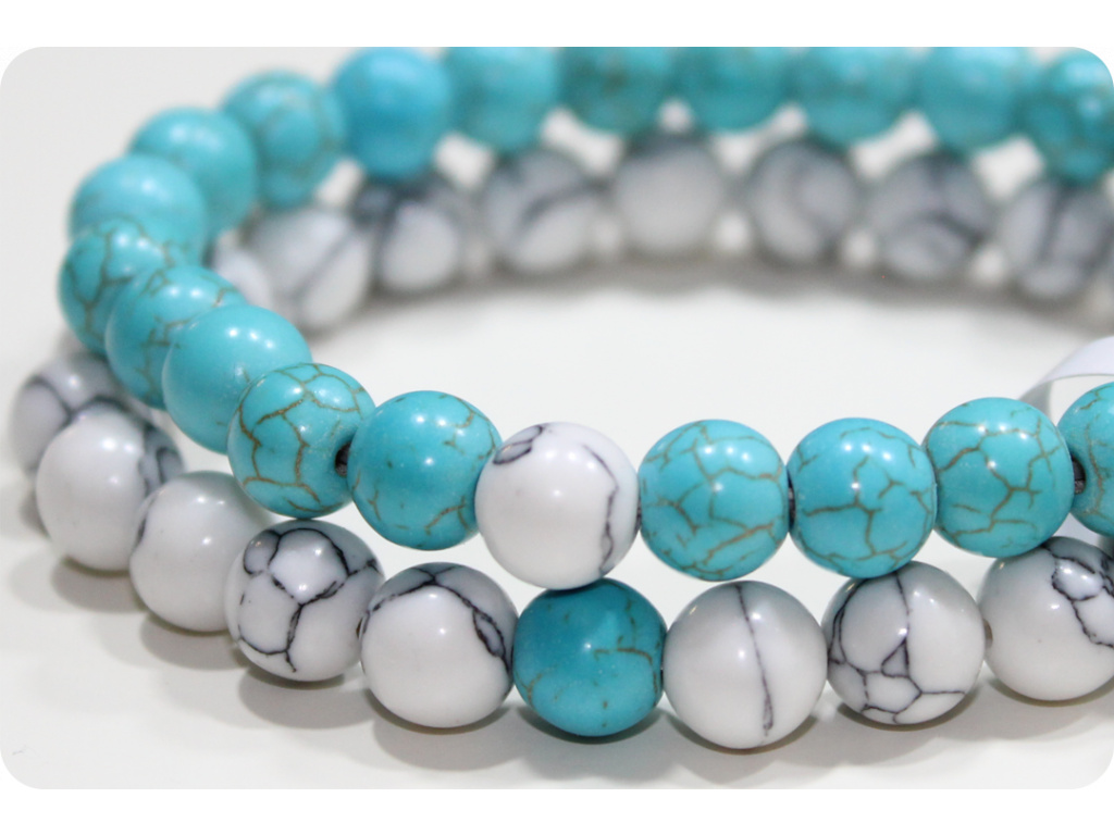 Minerálové náramky pro páry LANA Turquoise/White
