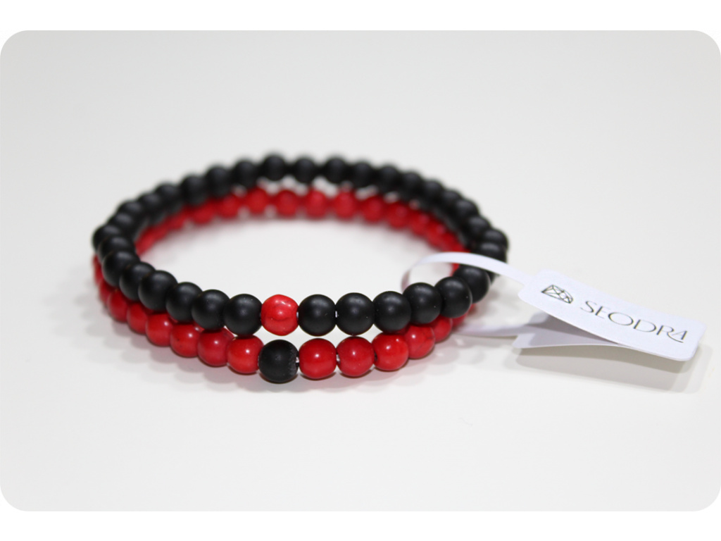Náramky pro páry z minerálů LANA Red/Black 6mm