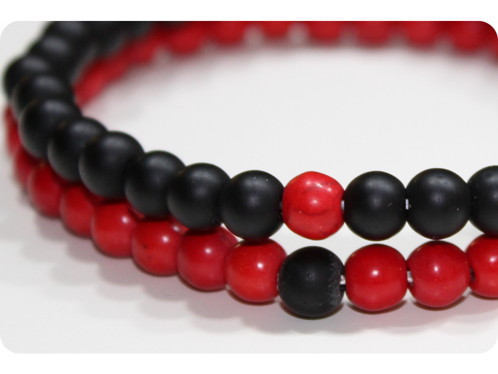 Náramky pro páry z minerálů LANA Red/Black 6mm