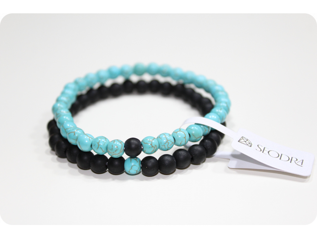Minerálové náramky pro páry LANA Turquoise/Black 6mm