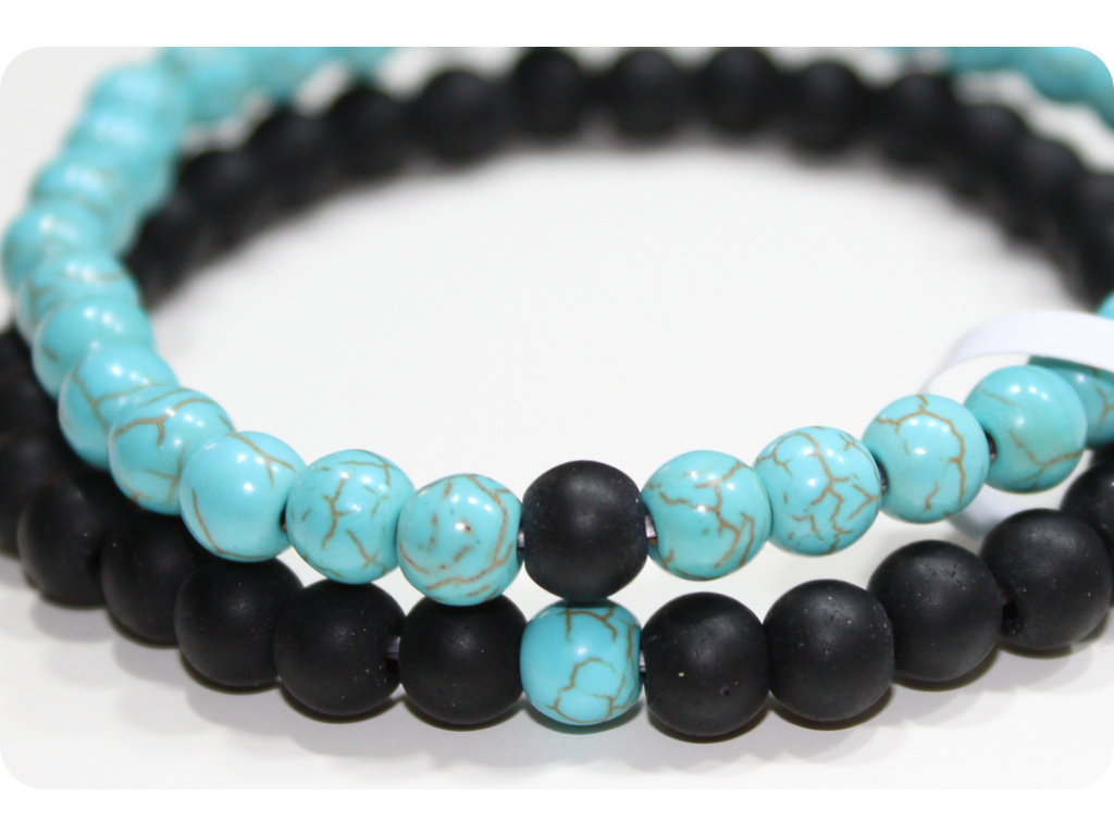 Minerálové náramky pro páry LANA Turquoise/Black 6mm